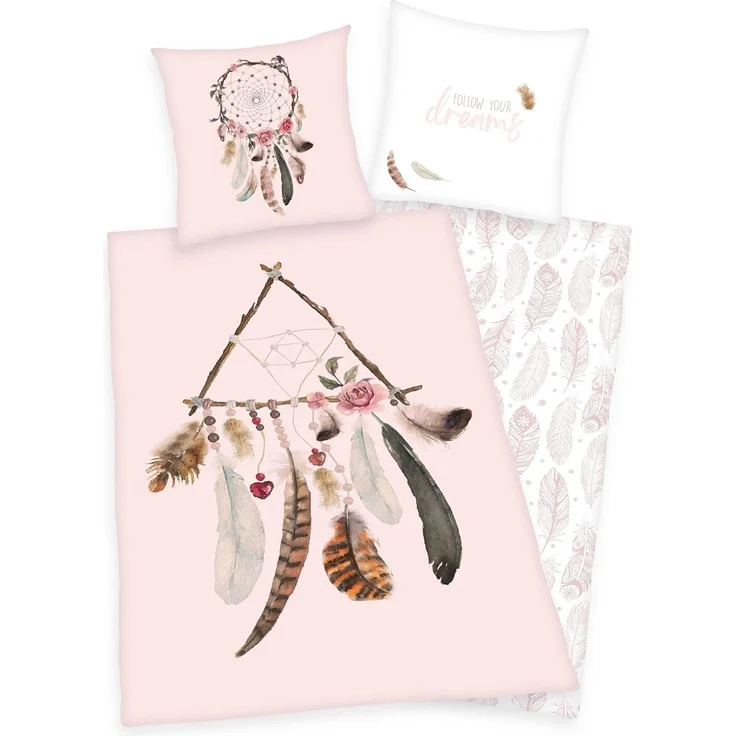 Herding Kinderbettwäsche Traumfänger Mädchen Wende Bettwäsche Dreaming, 80 x 80 cm + 135 x 200 cm – Bild 1