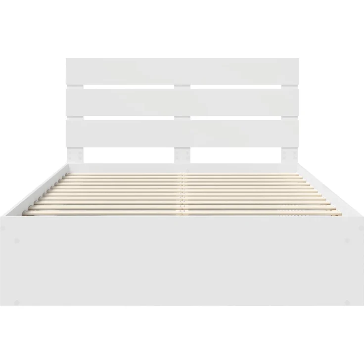 vidaXL Bettrahmen mit Kopfteil Weiß 150 x 200 cm Massives Kiefernholz 3411728 – Bild 6