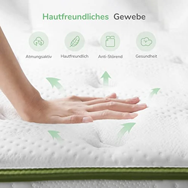 Novilla Matratze 150x200 Taschenfederkern Rollmatratze Härtegrad H2 H3 Tonnentaschenfederkernmatratze Höhe 18cm Mittelfest Atmungsaktiv Komfortmatratze – Bild 6