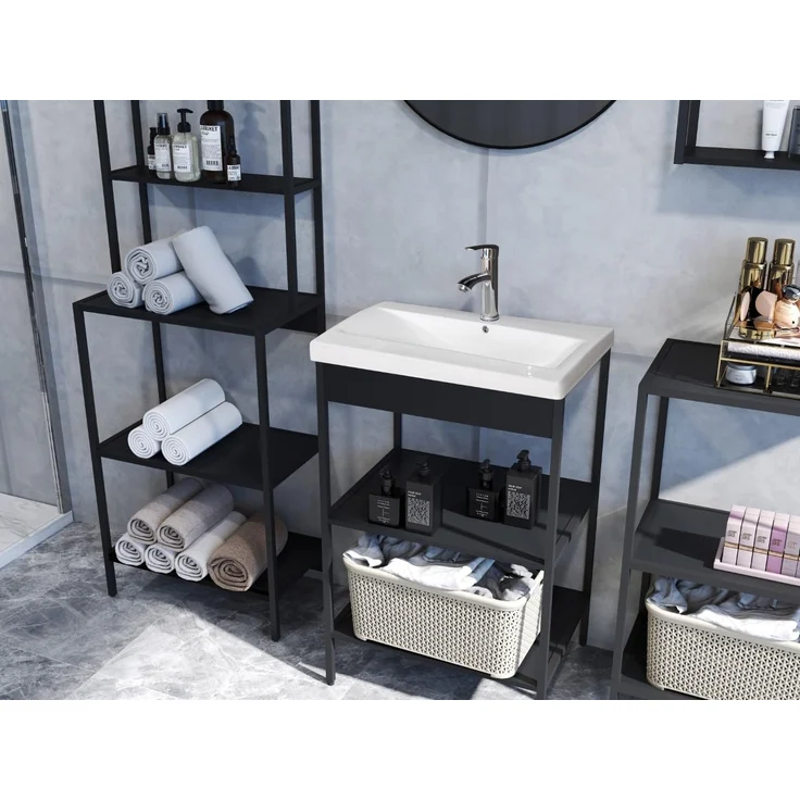 trendteam smart living - Lorin - Hochregal - Schwarz - Standregal mit 6 offenen Fächern - (BxHxT) 51 x 190 x 30 cm - bietet viel Stauraum – Bild 4