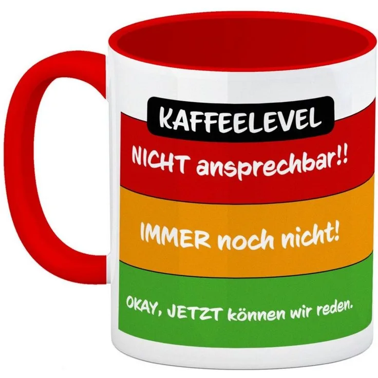 speecheese Tasse Kaffeelevel nicht ansprechbar Kaffeebecher Rot mit verschiedenen