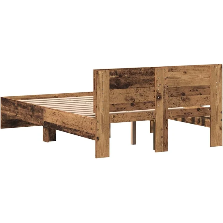 vidaXL Bettgestell mit Kopfteil mit Kopfteil Altholz 193 x 125 x 70 cm 3376060 – Bild 7