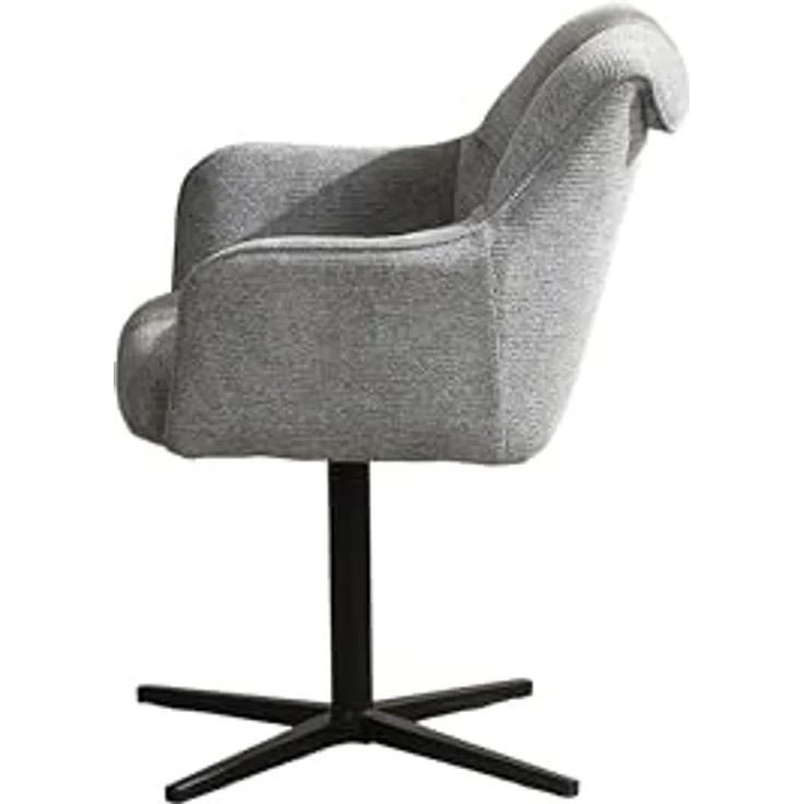 byLIVING 2er Set Esszimmerstuhl Mexico, Polsterstuhl mit Armlehne, 360 Grad drehbar, Taschenfederkern-Polsterung, Stativfuß Metall Schwarz, Strukturstoff Grau, Maße: B 65, H 87, 67 cm – Bild 9