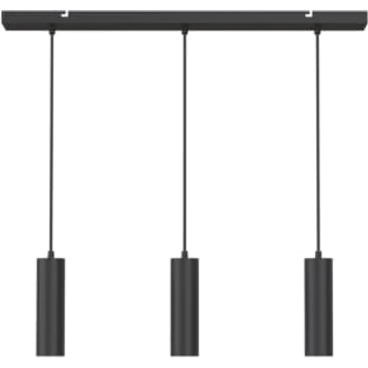 CALEX Pendelleuchte GU10, 3-flammig, Höhenverstellbar bis 1,5 m, Zylinder aus Aluminium, Matt Schwarz