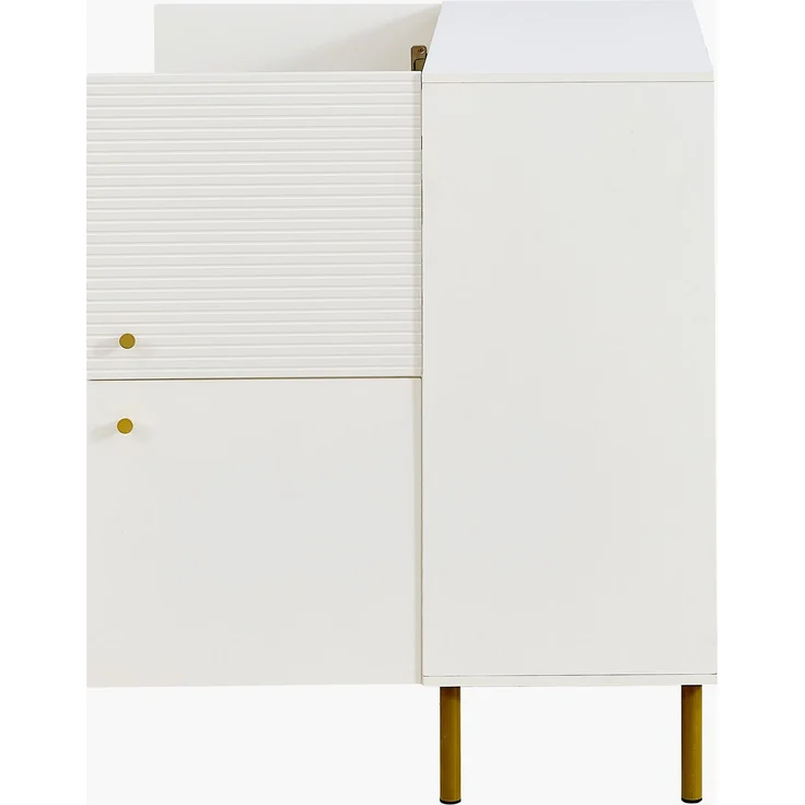 Sideboard Weiß MDF 80 x 36 x 90 cm, modern, Metallbeine, Aufbewahrungsschrank Wohnzimmer Schlafzimmer Flur – Bild 8