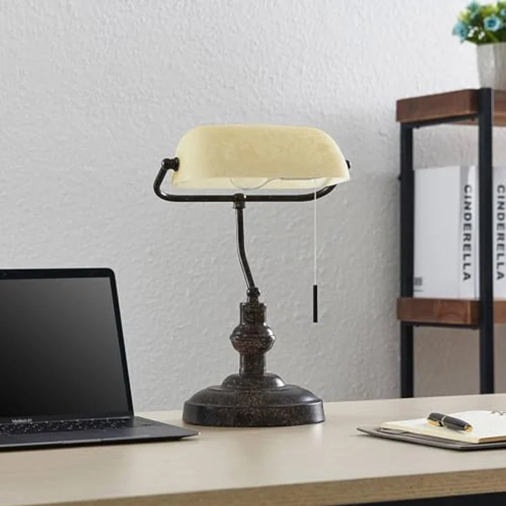 Lindby Profina, Tischlampe aus rostbraunem Metall mit E27 Schalter, 39 cm für Arbeitszimmer & Büro – Bild 3