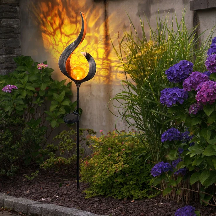 2er Set LED Solarlampen, Steh- und Steckleuchten Flammenform – Bild 9
