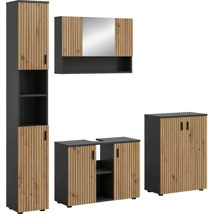 Badkombination B/H/T: 200x192x30 cm in Basalt Nachbildung und -- – Bild 1