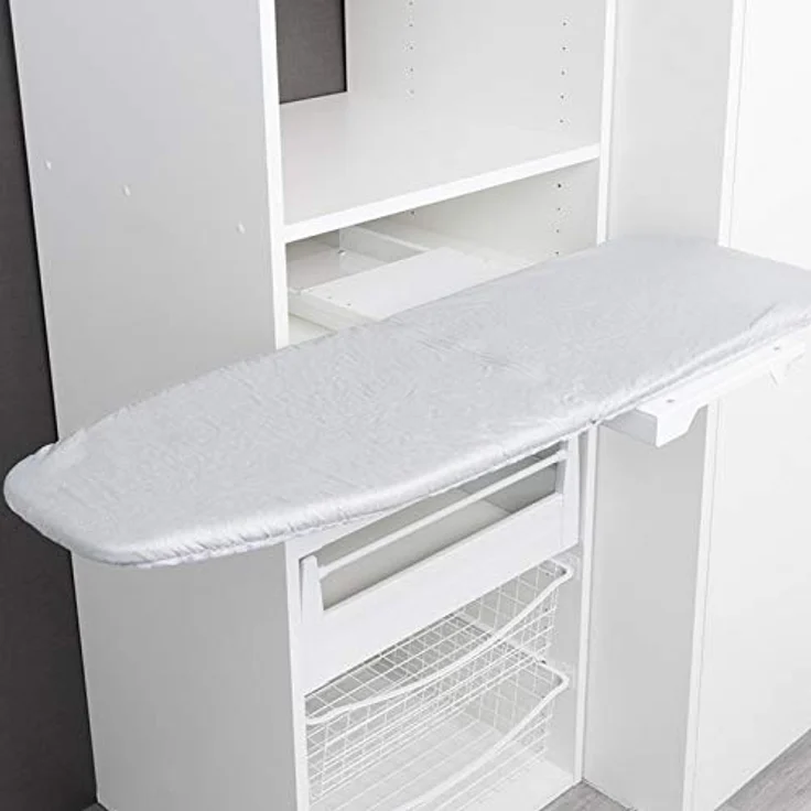 SO-TECH® Bügelbrett Bügeltisch Ironfold für Fachbodenmontage, klappbar, 180° schwenkbar, inkl. Bügeltuch aluminiumgrau – Bild 2