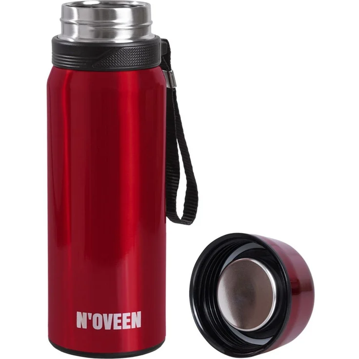 NOVEEN Transparent Edelstahl Thermoskanne | 700 ml, Rot – Bild 4