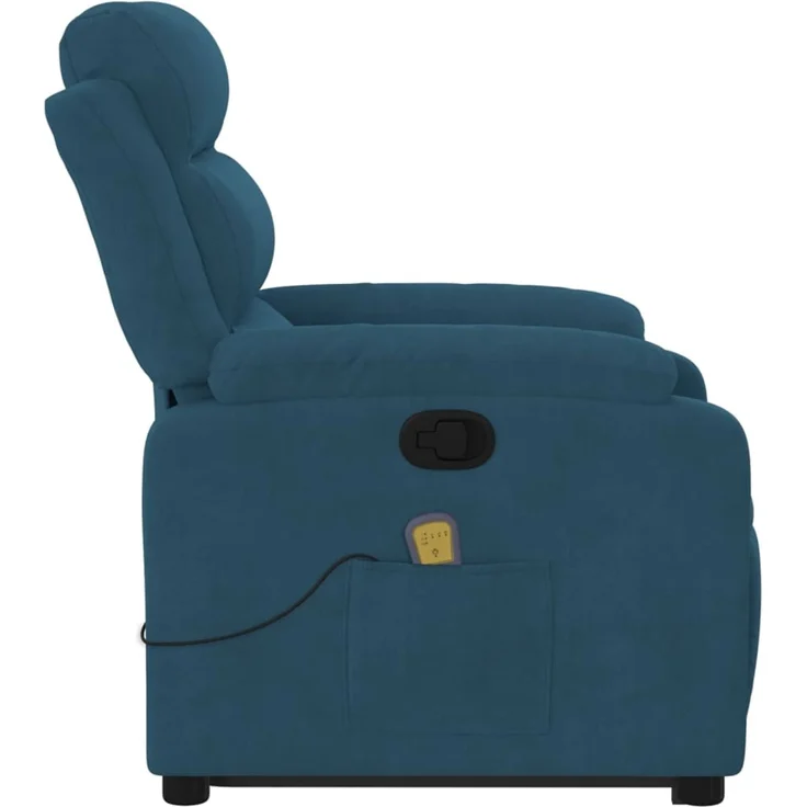 vidaXL Massagesessel mit Aufstehhilfe Blau Samt 3205113 – Bild 9