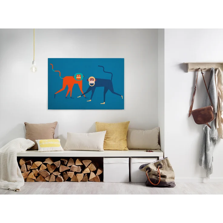 Leinwandbild Affen Blau Orange 90x60 DD120467 Keilrahmenbild Wandbild Leinwand – Bild 7
