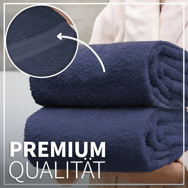 NatureMark Duschtücher 2er-Set Frottier Duschtücher 70x140cm, 100% Baumwolle (2-St), Premium Qualität, DUSCHTUCH, Dusch-Handtuch, 70x140cm, Navy blau – Bild 3