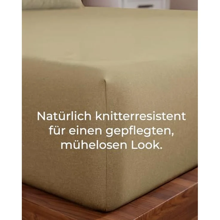 Spannbettlaken Jersey 90x200 - Baumwolle Boxspringbett 40cm tief - Beige | Spannbetttuch, Rundumgummi, Dehnbar, Weich, Atmungsaktiv, Knitterfrei, Pflegeleicht, Baumwoll-Jersey, Bis 40cm, OEKO-TEX – Bild 6