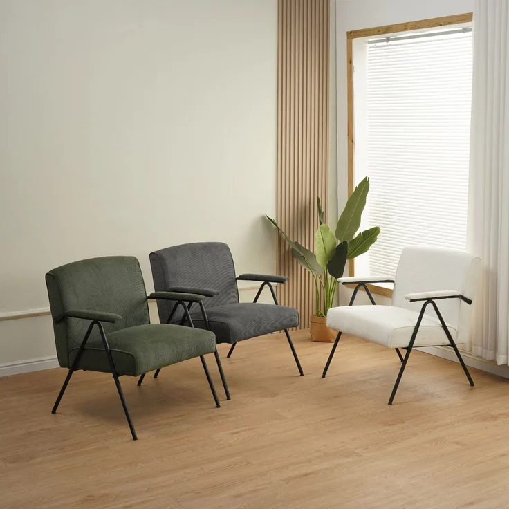 Albatros Designer Vintage Sessel Stanford, hochwertiger Cord Stoff Bezug in Grau, sehr bequeme S-Federn, Relaxsessel Loungesessel für Wohnzimmer, Schlafzimmer oder als Fernsehsessel – Bild 6