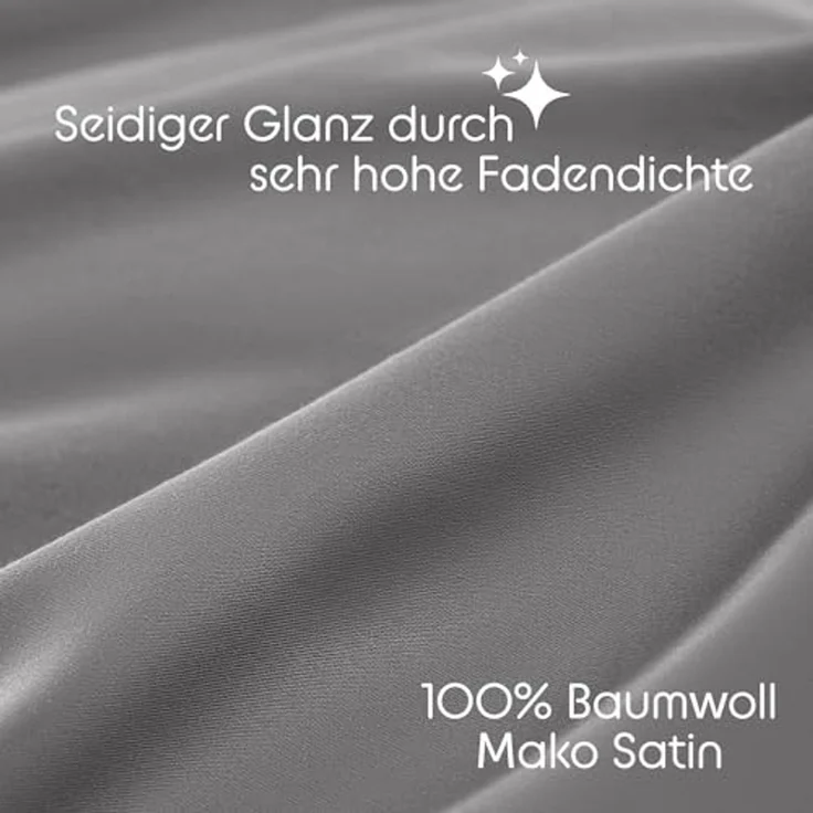 Blumtal Kissenbezüge Premium Mako Satin Kissenbezug, superweich aus 100% Baumwolle, (1 Stück), OEKO-TEX zertifiziert – Glanzoptik & farblich passender Reißverschluss – Bild 4