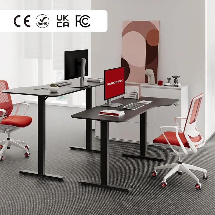 SANODESK Höhenverstellbarer Schreibtisch 160x75 cm Schreibtisch Höhenverstellbar Elektrisch Ergonomischer Steh-Sitz Tisch Computertisch für Heimbüro Homeoffice(schwarz) – Bild 3