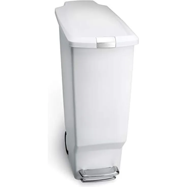 simplehuman Mülleimer Schmaler Treteimer 40 Liter Weiß