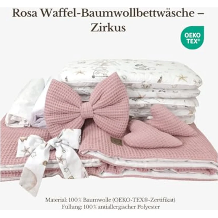 Wiklinopol Stubenwagen aus Weide mit Baldachin und Gestell Lena – Moseskorb in Weiß, Komplettset mit 5-TLG. Waffel-Bettwäsche Zirkusmotiv – Mit Rollen, Tragbar, Sicher – Bild 6