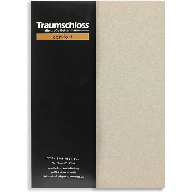 Traumschloss Spannbettlaken Comfort, Jersey, Kiesel, 90-100x200, 100% Baumwolle – Bild 1