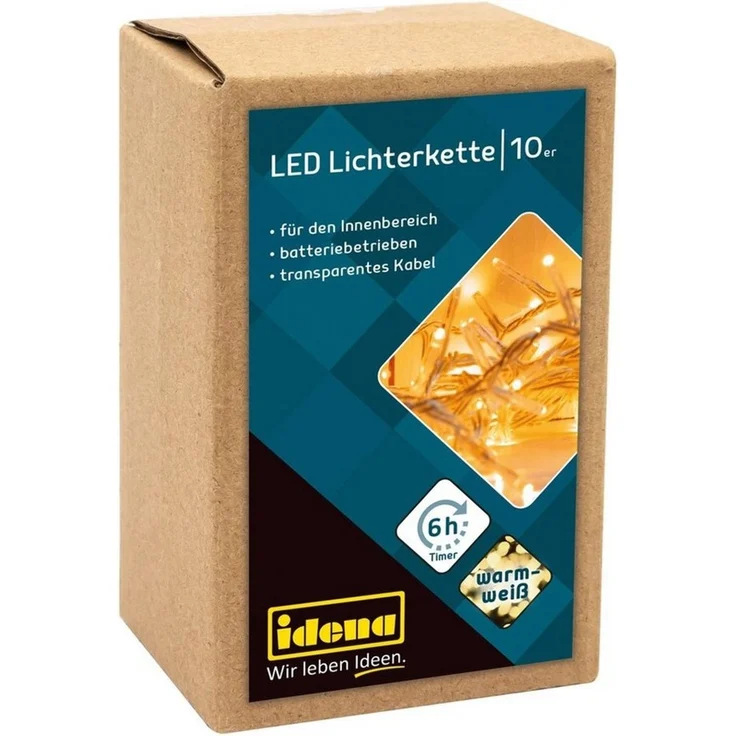 Idena LED-Lichterkette Idena 8582065 - LED Lichterkette mit 10 LEDs in Warmweiß, mit 6 Stunde – Bild 3