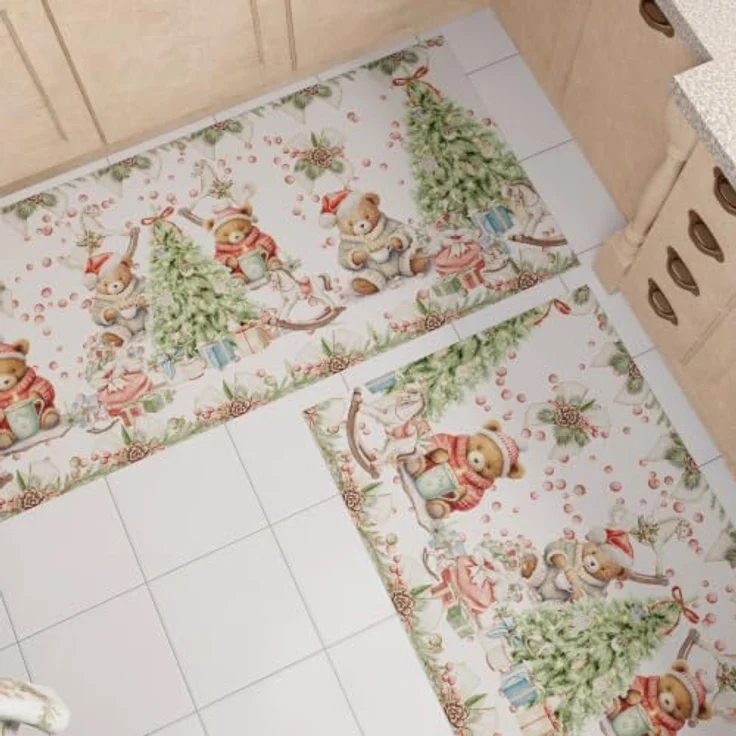 PETTI Artigiani Italiani - Weihnachts-Küchenläufer, rutschfest und waschbar, Weihnachtsteppich 52x180 cm, Weihnachtsbären, Made in Italy – Bild 2
