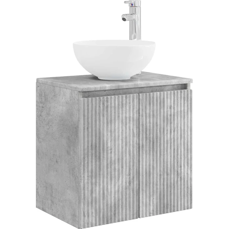 vidaXL Wandmontiertes Badezimmerschrank-Set 3 stk. Betongrau 3405620 – Bild 5