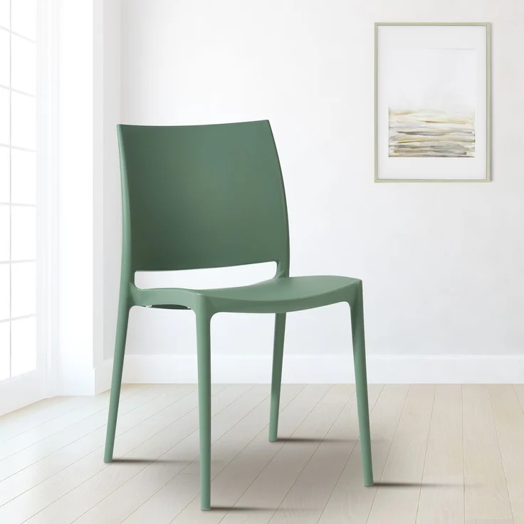 CLP 2er Set Gartenstühl Meton mit Lehne stapelbar wetterfest UV-beständig bis 150 kg,oliv – Bild 3