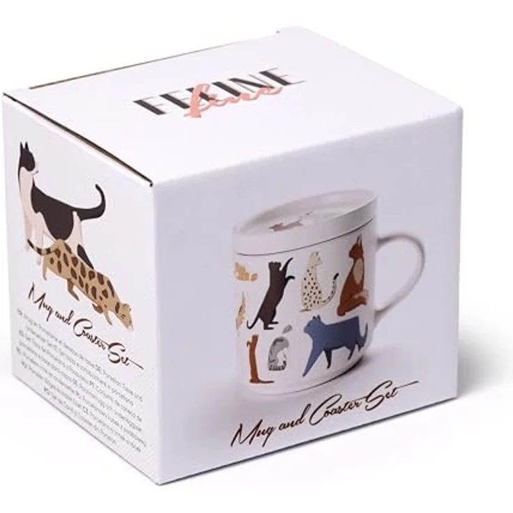 Puckator Tasse Feline Fine Katzen Kaffeebecher & Untersetzer Set – Bild 6