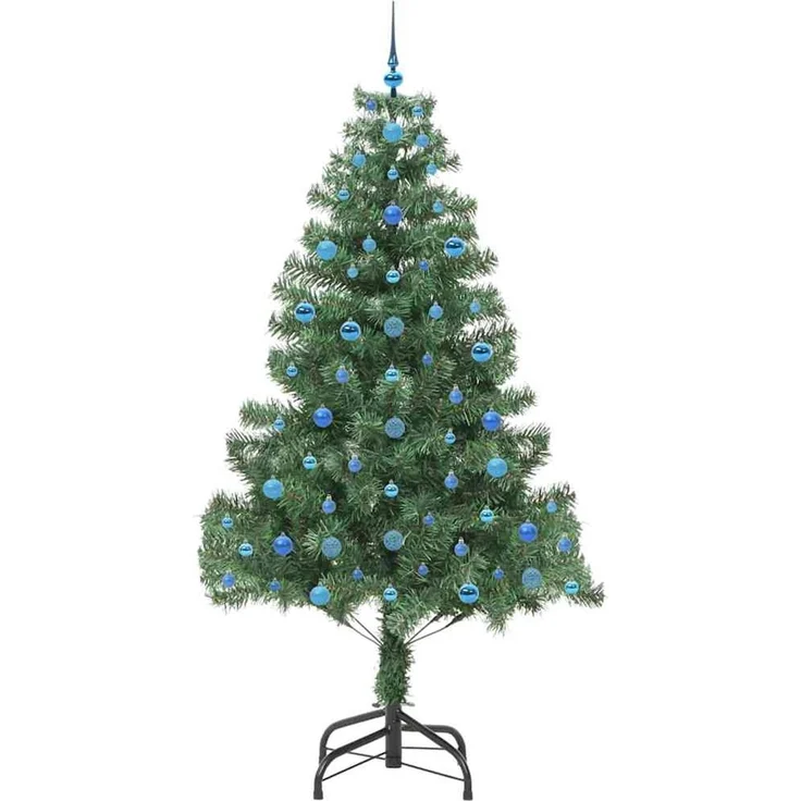 vidaXL Weihnachtsbaum mit LED-Beleuchtung Grün 210 cm PVC und Stahl 3396396 – Bild 4