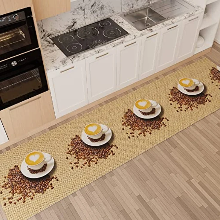 PETTI Artigiani Italiani - Teppich für Küche, rutschfest und waschbar, 52x480 cm, Design Kaffee 2 100% Made in Italy – Bild 2