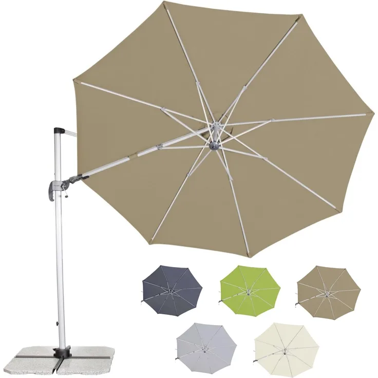 Doppler Sonnenschirm für den Garten SP-AZ 330cm Greige-Taupe - Pendelschirm knickbar + drehbar + neigbar - Gartenschirm mit UV-Schutz 50+ - Kurbelschirm aus Aluminium - regenabweisendes Polyester