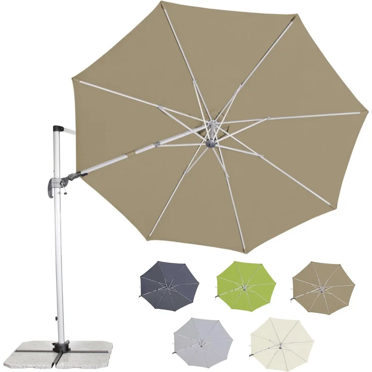 Doppler Sonnenschirm für den Garten SP-AZ 330cm Greige-Taupe - Pendelschirm knickbar + drehbar + neigbar - Gartenschirm mit UV-Schutz 50+ - Kurbelschirm aus Aluminium - regenabweisendes Polyester