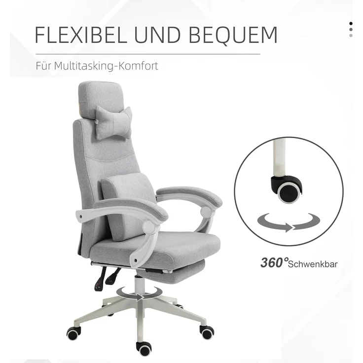 Vinsetto Schreibtischstuhl Drehstuhl mit Fußstütze – Bild 7