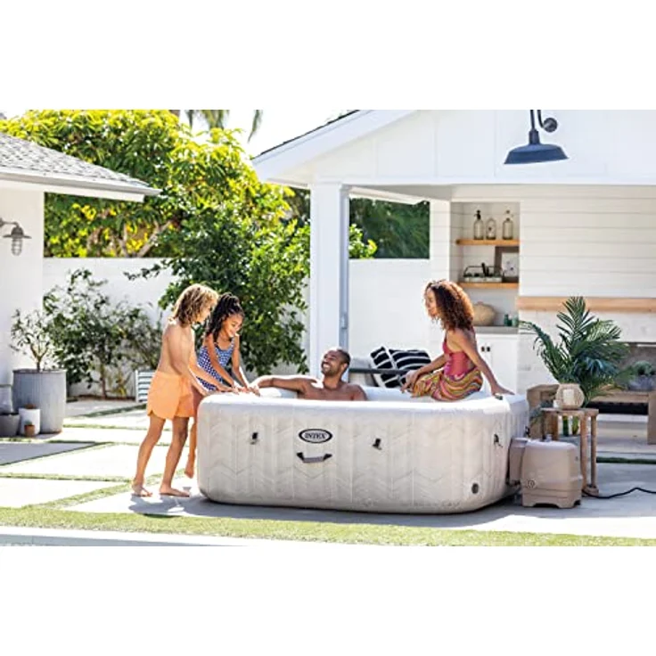 INTEX CHEVRON quadratisches aufblasbares Spa, 6 Plätze, 2x2m, Beige, mit 170 Luftblasendüsen und App-Verwaltung – Bild 5
