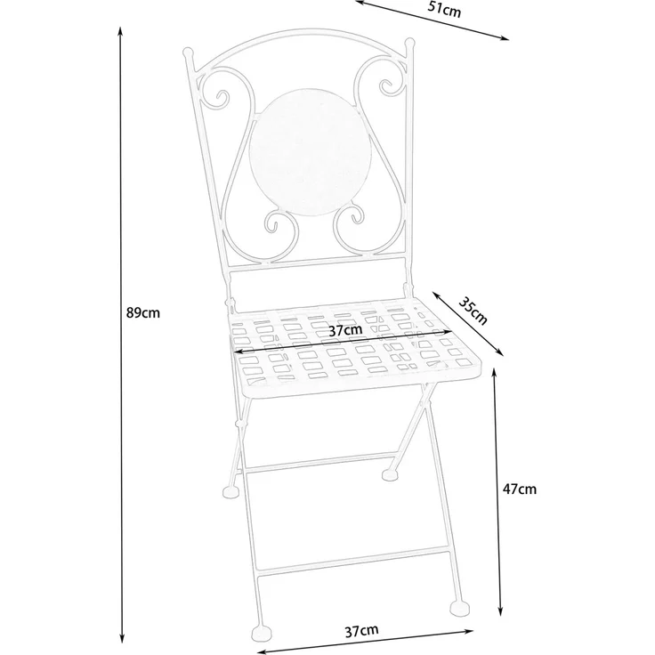 HTI-Living Garten-Essgruppe Tisch und 2 Stühle Marocco Blau, (Set, 3-tlg, 1 Tisch 2 Stühle), Sitzgruppe Essgruppe Balkonset – Bild 6