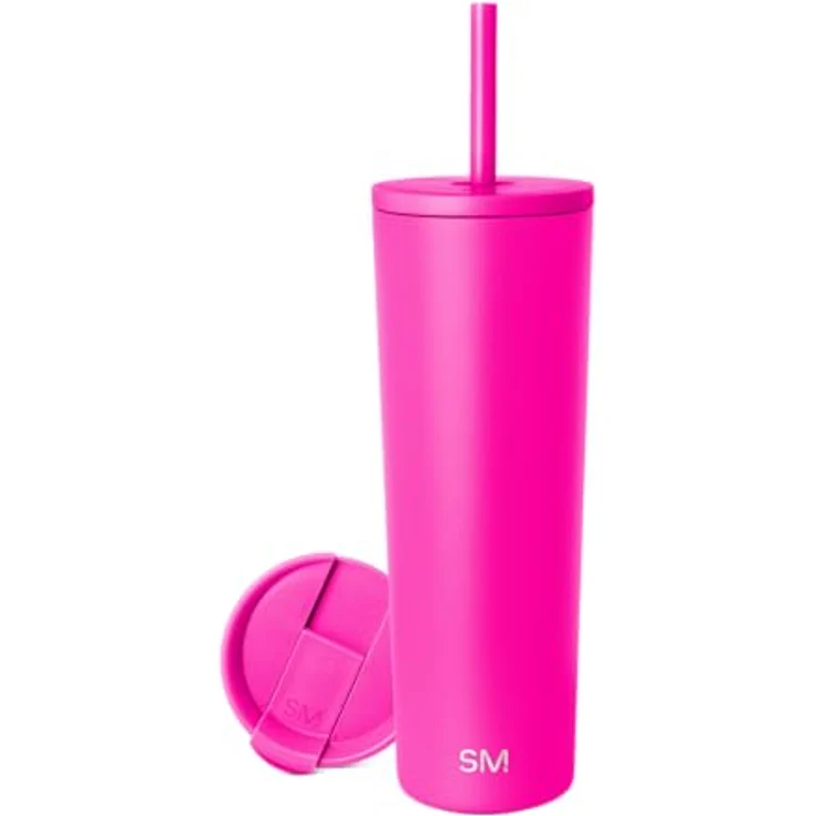 Simple Modern Thermobecher mit Strohhalm und Deckel | Trinkbecher mit Henkel Wiederverwendbare Edelstahl | Geschenke für Frauen und Männer | Classic | 830ml | Raspberry Vibes – Bild 1