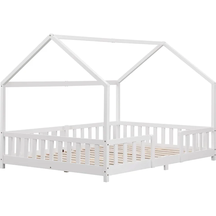 Kinderbett Sisimiut 140x200 cm mit Rausfallschutz Weiß [en. casa] – Bild 2