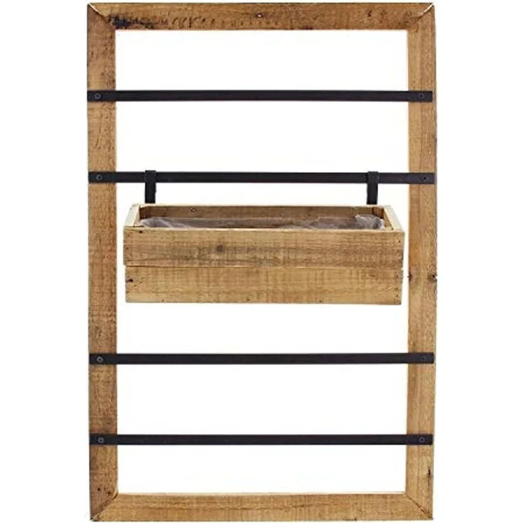 Dekoleidenschaft Blumenkasten "Industrial" aus Holz mit 2 Pflanzkästen, Pflanzenkasten, Balkonkasten, Wandregal mit Blumenkübel, Pflanzenhalter, Wandpflanzer, Blumenregal – Bild 3