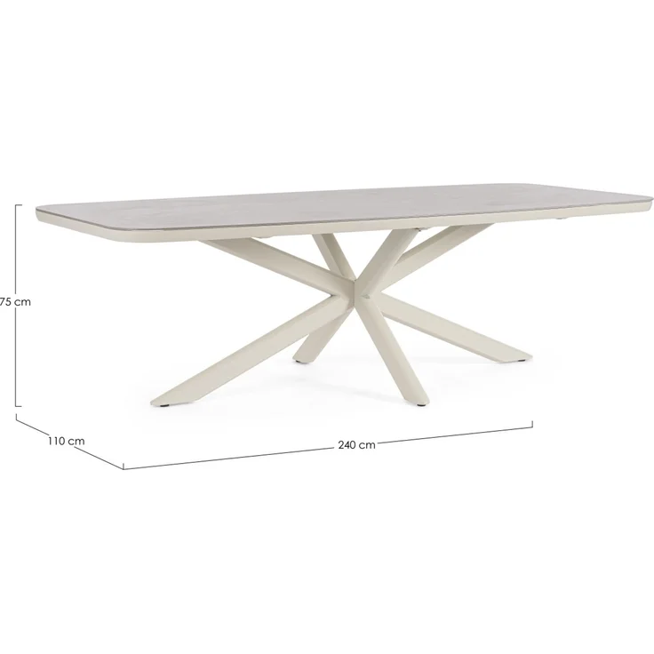 Gartenesstisch Isacco aus Aluminium und Stein, modern, rechteckig, beige Pelikan, 240x110 cm, für 6–8 Personen – Bild 2