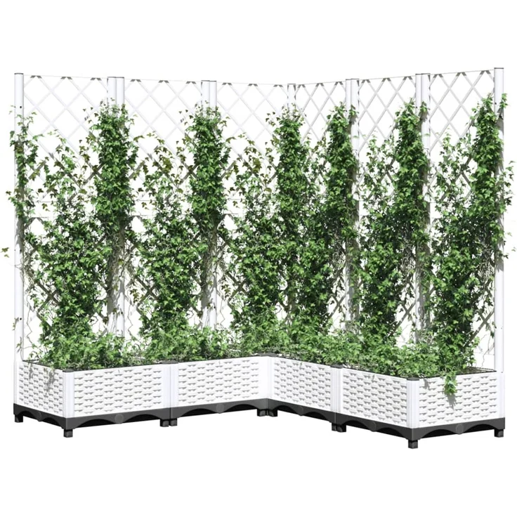 vidaXL Pflanzkübel mit Rankgitter Weiß 120x120x121,5 cm PP 153287 – Bild 3