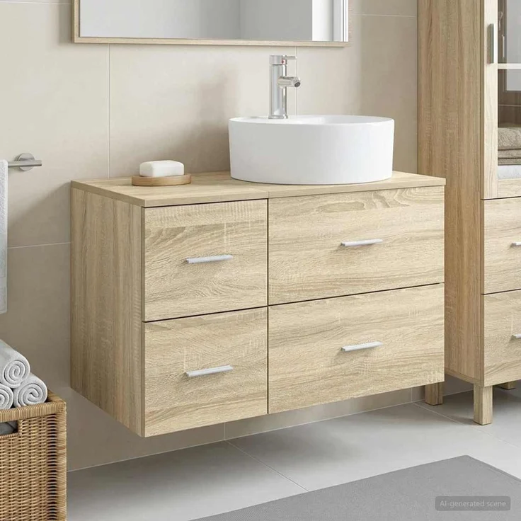 vidaXL Badezimmerschrank-Set 2 stk. Sonoma-Eiche 79,5 x 44,5 x 82 cm 3403986 – Bild 1