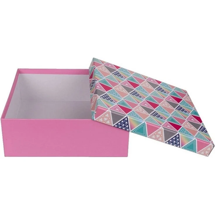 Rosa Geschenkkarton mit Muster in verschiedenen Größen Karton bunt Abstrakt 10 x 10 cm – Bild 2