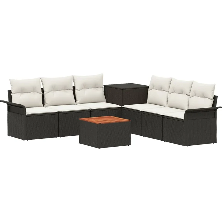 vidaXL Sofa Set 8 stk. Schwarz und Cremeweiß Polyrattan und Stahl 3447997 – Bild 2