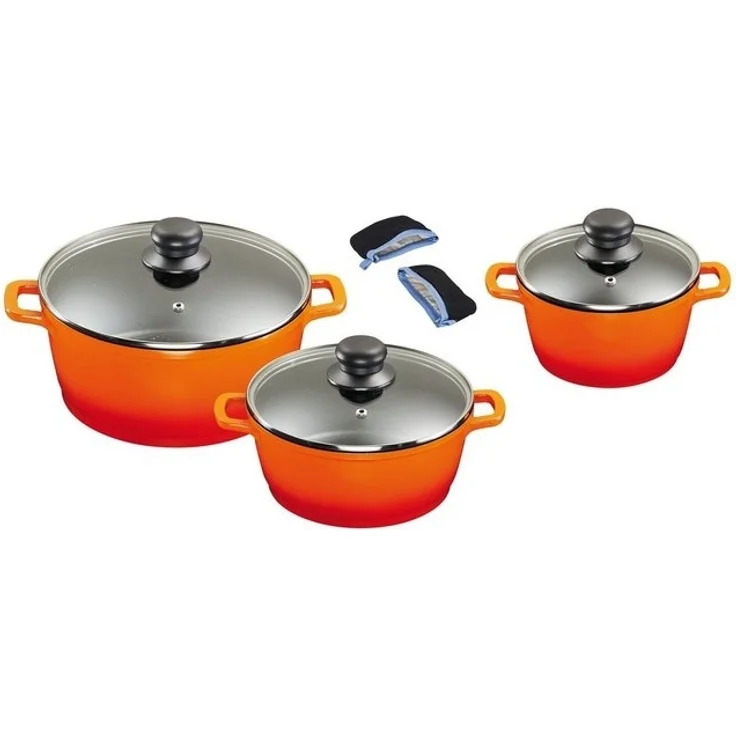 KING Topf-Set, Aluminiumguss (Set, 6-tlg, 1x Kochtopf Ø 16 cm, 1x Kochtopf Ø 24 cm, 1x Kochtopf Ø 20 cm), mit gratis Henkelpads, Induktion – Bild 3
