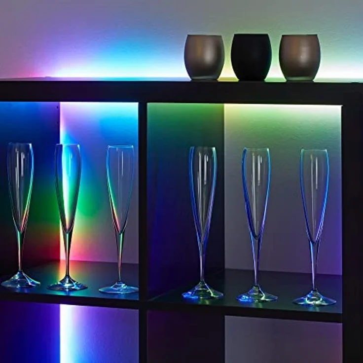 BRILONER - USB LED Strip 5m mit Fernbedienung, buntes RGB Licht, kürzbar, LED Streifen, Leiste, Zimmer deko, Gaming Deko, Band, Lichtleiste, Lichtband, 500 x 1 x 0,3 cm, Weiß – Bild 6