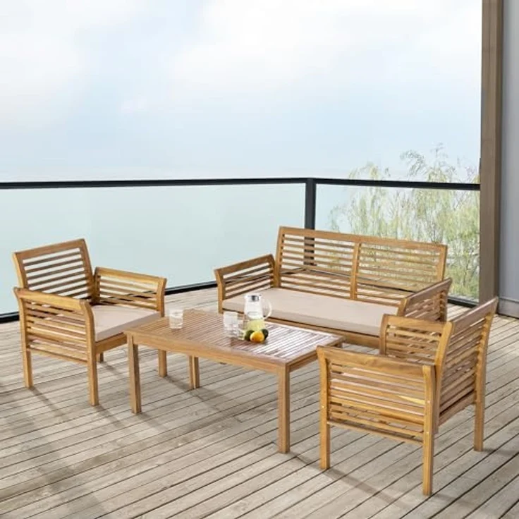 Gartenmöbelset Candela 4-tlg. Akazienholz Holzfarben [casa. pro] – Bild 1