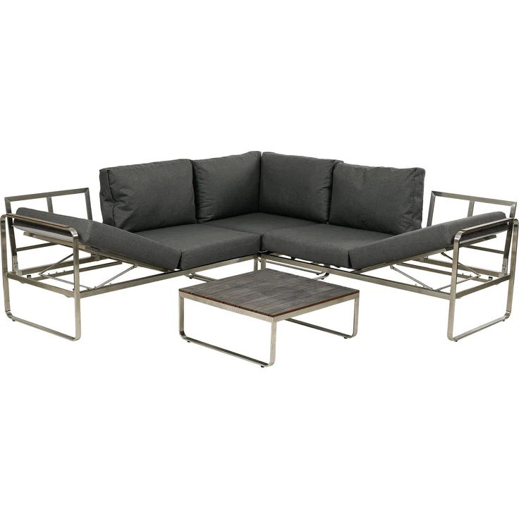 greemotion Lounge-Set Boston, 4-teilig, Edelstahl-Ecksofa-Set mit Tisch und Polstern, Gartenmöbel-Set, Loungemöbel-Set – Bild 1