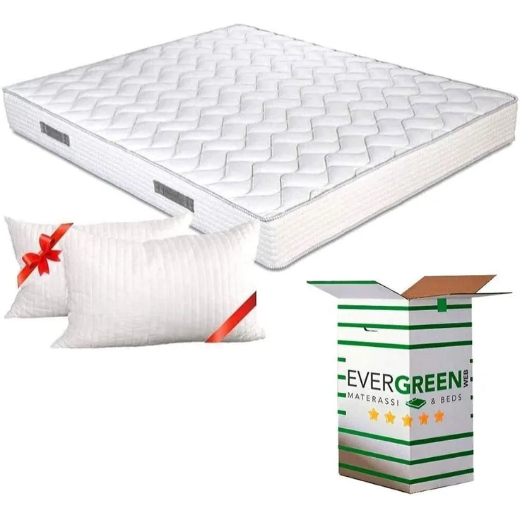 EVERGREENWEB - Orthopädische Waterfoam Matratze 140x190, Hoch 20 cm + 2 VISCOSCHAUM Kissen KOSTENLOS aus Memory Foam Flocken, Atmungsaktiv, Hypoallergen, Ergonomisch, 100% Made in Italy | Fashion