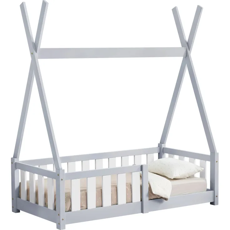 Kinderbett Helsingborg 70x140 cm Hellgrau [en. casa]